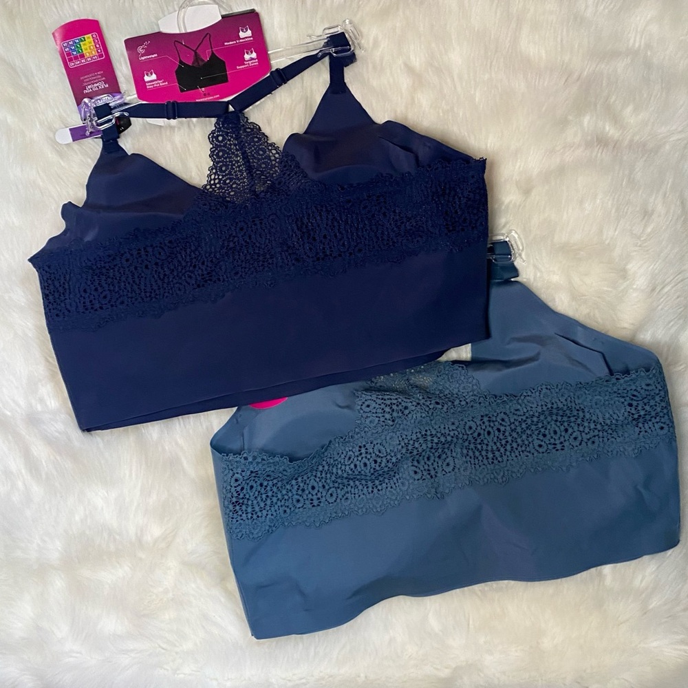 SALE Wirefree Lined Racerback Bra in Smoky Blue - Picture 3 of 9